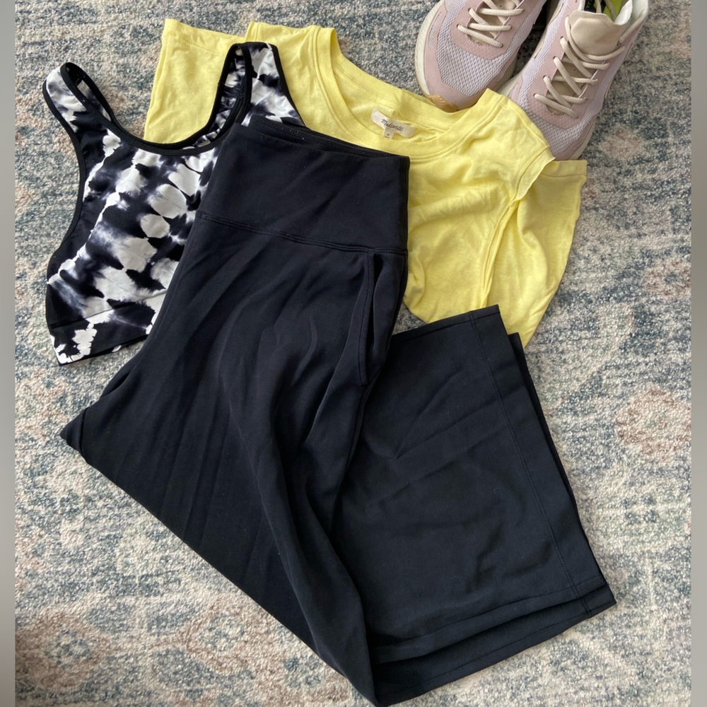 Athleta Black Wide Leg Crop Pants